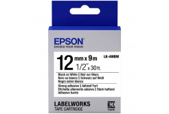 Epson LabelWorks LK-4WBW C53S654016 12mm x 9m, czarny druk / biały podkład, silna przyczepność, taśma oryginalna