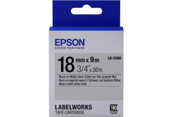 Epson LabelWorks LK-5SBE C53S655013 18mm x 9m, czarny druk / matowy srebrny podkład, matowa, taśma oryginalna